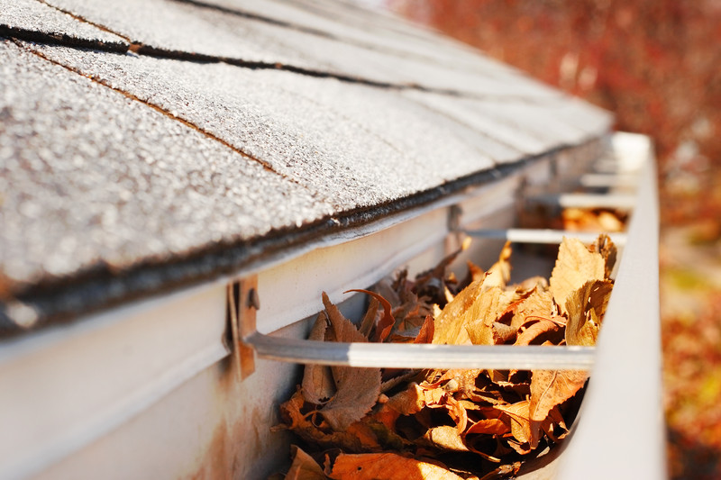 Gutter Cleaning Stock Photo