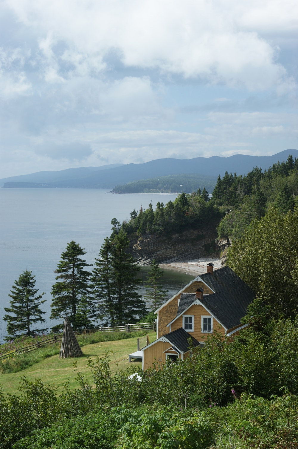 House on cliff coast aerial